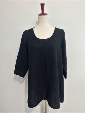 Flax Black Linen Scoop Neck‎ Tunic Size Small 6 8 10